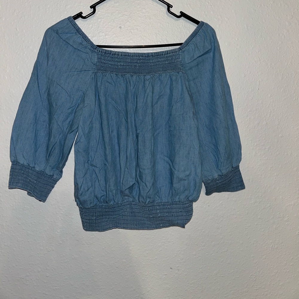 Thin Jean crop top. Fits small
